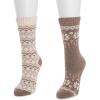 imageMUK LUKS womens Wool Socks 2 Pair PackTaupeIvory
