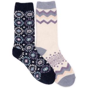 imageMUK LUKS womens Wool Socks 2 Pair PackNavyBlueIvory