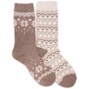imageMUK LUKS womens Wool Socks 2 Pair PackTaupeIvory