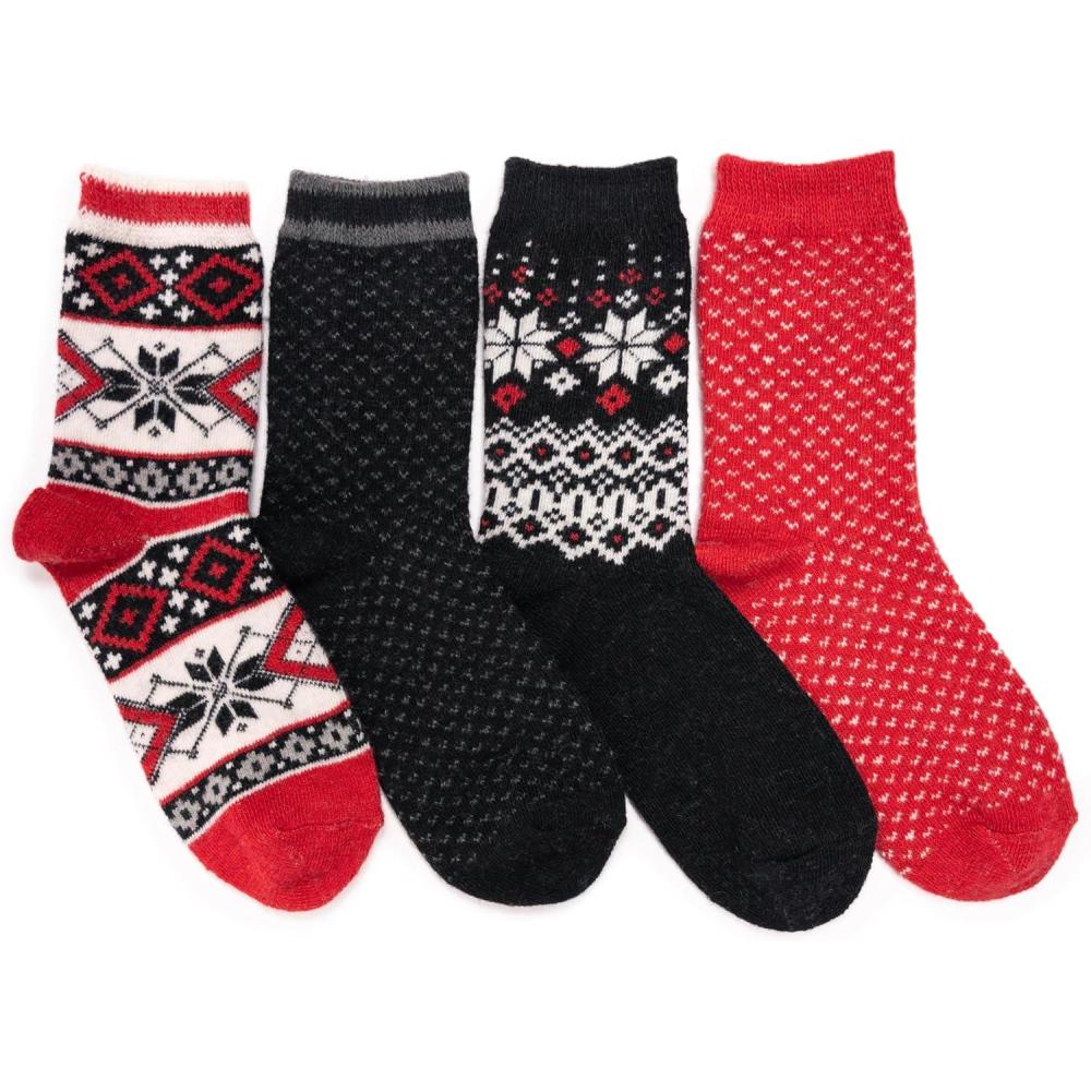 imageMUK LUKS womens Holiday 4 Pair Pack SocksBlackRed