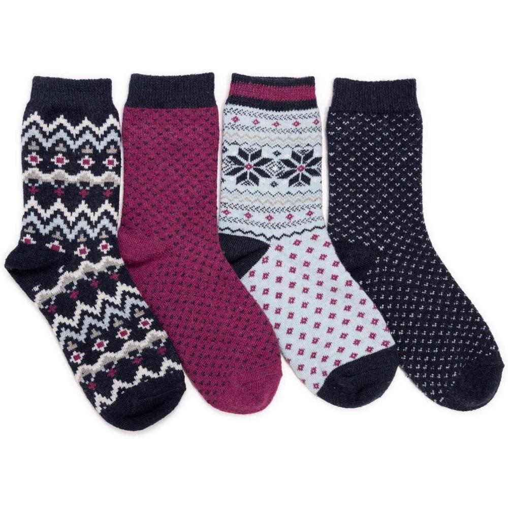 imageMUK LUKS womens Holiday 4 Pair Pack SocksBlue Multi