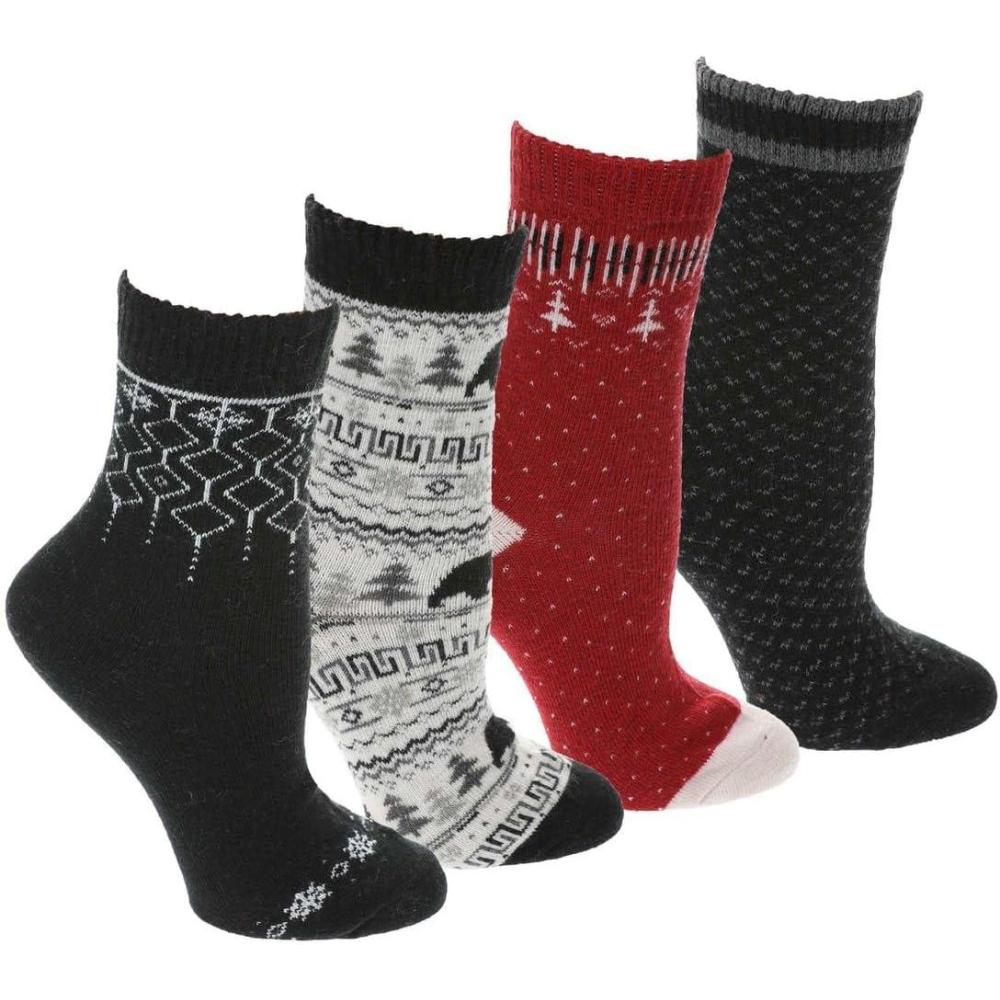 imageMUK LUKS womens Holiday 4 Pair Pack SocksIvory Black