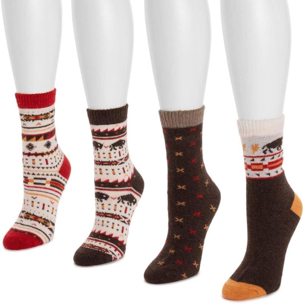 imageMUK LUKS womens Holiday 4 Pair Pack SocksYellow Brown