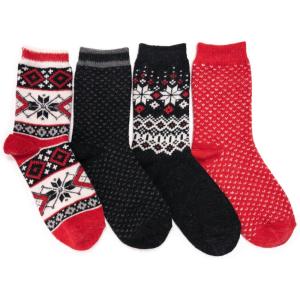 imageMUK LUKS womens Holiday 4 Pair Pack SocksBlackRed