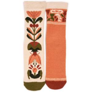 imageMUK LUKS womens Cozy Compression With Grippers 2 PackCreamOrange