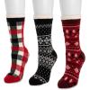 image:imageMUK LUKS womens Tall Cozy Lined Lounge Sock 3 PackRedBlack Pack