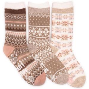 image:imageMUK LUKS womens Tall Cozy Lined Lounge Sock 3 PackPinkBrown Pack