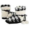 image:imageMUK LUKS Womens Muk Luks Houndstooth Sherpa Wrap Bootie Ankle BootHoundstoothNeutral Black