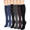 image:imageMUK LUKS Womens 6 Pack Nylon Compression Kneehigh SocksEbonyBurgundyBlue