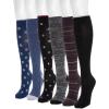 image:imageMUK LUKS Womens 6 Pack Nylon Compression Kneehigh SocksEbonyBurgundyBlue