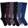 image:imageMUK LUKS Womens 6 Pack Nylon Compression Kneehigh SocksEbonyBurgundyBlue