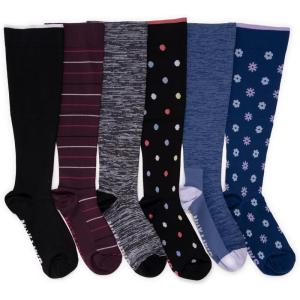image:imageMUK LUKS Womens 6 Pack Nylon Compression Kneehigh SocksEbonyBurgundyBlue
