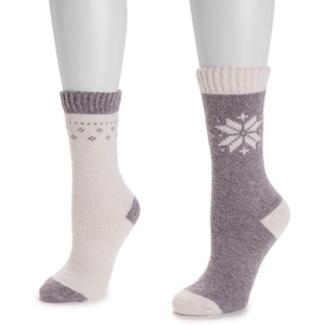 image:imageMUK LUKS Womens Womens 2 Pair Pack Wool Boot SocksGypy RougeIvory