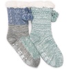 image:imageMUK LUKS Womens Tall Cabin Sock 2 PackBlueGrey