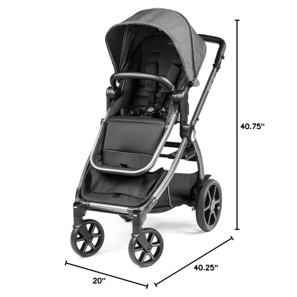 Peg Perego Ypsi Travel System - Includes Ypsi Stroller and Primo Viaggio 4-35 Nido Infant Car Seat, Onyx  &amp; Peg Perego Primo Viaggio 4-35 Nido - Rear Facing Infant Car Seat, Licorice 