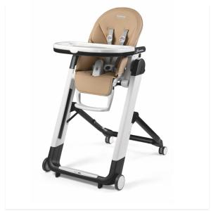 imagePeg Perego Siesta Grow with Baby Folding High Chair ampamp Recliner Height Adjustable Quick Clean ampamp Easy Push Wheels for Babies ampamp Toddlers Made in Italy Ambiance Brown WhiteNoce