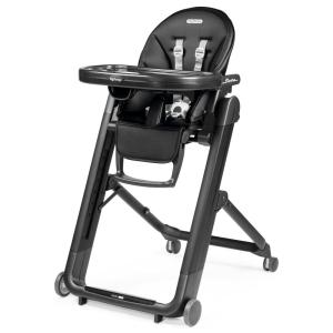 imagePeg Perego Siesta Grow with Baby Folding High Chair ampamp Recliner Height Adjustable Quick Clean ampamp Easy Push Wheels for Babies ampamp Toddlers Made in Italy Ambiance Brown WhiteTrue Black Black