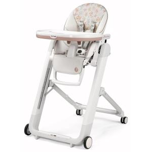 imagePeg Perego Siesta Grow with Baby Folding High Chair ampamp Recliner Height Adjustable Quick Clean ampamp Easy Push Wheels for Babies ampamp Toddlers Made in Italy Ambiance Brown WhiteAquarelle White