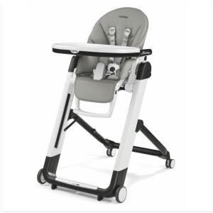 imagePeg Perego Siesta Grow with Baby Folding High Chair ampamp Recliner Height Adjustable Quick Clean ampamp Easy Push Wheels for Babies ampamp Toddlers Made in Italy Ambiance Brown WhiteIce Grey