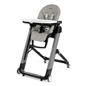 imagePeg Perego Siesta Grow with Baby Folding High Chair ampamp Recliner Height Adjustable Quick Clean ampamp Easy Push Wheels for Babies ampamp Toddlers Made in Italy Ambiance Brown WhiteAmbiance Grey Grey