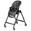 imagePeg Perego Living Grow with Baby Folding High Chair ampamp Recliner Height Adjustable Quick Clean ampamp Easy Push Wheels for Babies ampamp Toddlers Made in Italy True BlackTrue Black