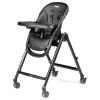imagePeg Perego Living Grow with Baby Folding High Chair ampamp Recliner Height Adjustable Quick Clean ampamp Easy Push Wheels for Babies ampamp Toddlers Made in Italy True BlackTrue Black