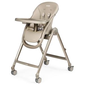imagePeg Perego Living Grow with Baby Folding High Chair ampamp Recliner Height Adjustable Quick Clean ampamp Easy Push Wheels for Babies ampamp Toddlers Made in Italy True BlackSpace Sand