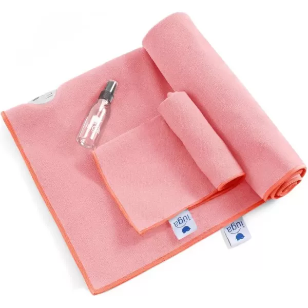 IUGA Non Slip Yoga Towel, Extra Thick Hot Yoga Towel + Hand Towel 2in1 Set with Corner Pockets Design, 100% Microfiber – Non Slip, Super Absorbent and Quick Dry