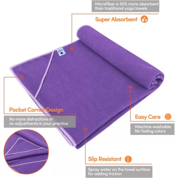 IUGA Non Slip Yoga Towel, Extra Thick Hot Yoga Towel + Hand Towel 2in1 Set with Corner Pockets Design, 100% Microfiber – Non Slip, Super Absorbent and Quick Dry