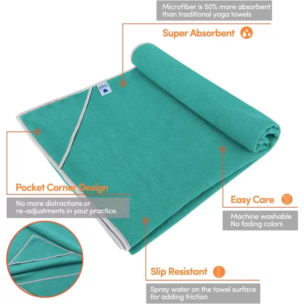 IUGA Non Slip Yoga Towel, Extra Thick Hot Yoga Towel + Hand Towel 2in1 Set with Corner Pockets Design, 100% Microfiber – Non Slip, Super Absorbent and Quick Dry