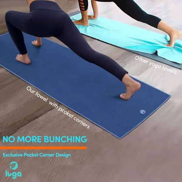 IUGA Non Slip Yoga Towel, Extra Thick Hot Yoga Towel + Hand Towel 2in1 Set with Corner Pockets Design, 100% Microfiber – Non Slip, Super Absorbent and Quick Dry
