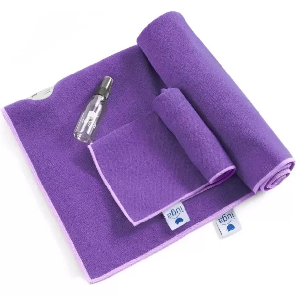 IUGA Non Slip Yoga Towel, Extra Thick Hot Yoga Towel + Hand Towel 2in1 Set with Corner Pockets Design, 100% Microfiber – Non Slip, Super Absorbent and Quick Dry