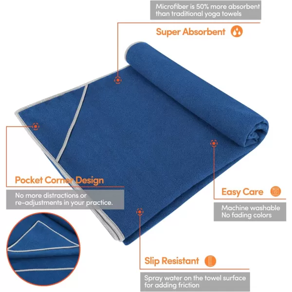 IUGA Non Slip Yoga Towel, Extra Thick Hot Yoga Towel + Hand Towel 2in1 Set with Corner Pockets Design, 100% Microfiber – Non Slip, Super Absorbent and Quick Dry
