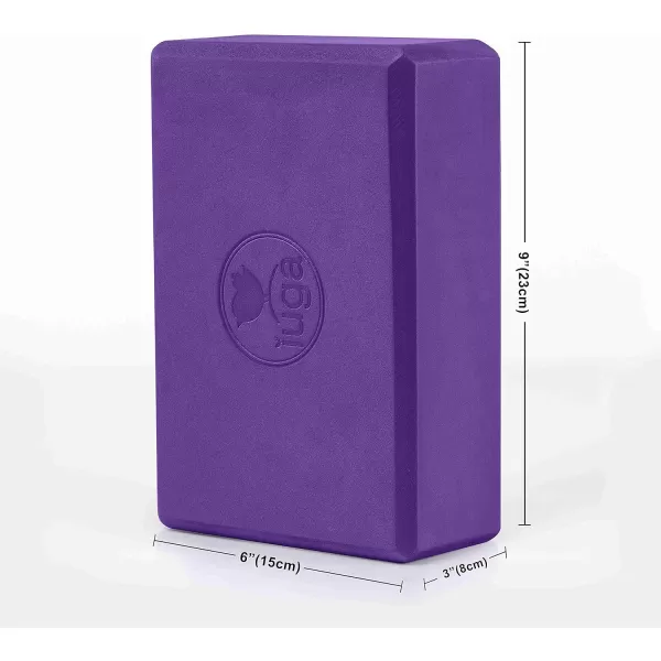 IUGA Yoga Block 2 Pack with Yoga Strap, High Density Yoga Blocks 9”x6”x3”to Improve Strength, Flexibility and Balance, Light Weight and Non-Slip Surface for Yoga, Pilates and Meditation