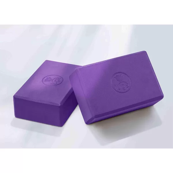 IUGA Yoga Block 2 Pack with Yoga Strap, High Density Yoga Blocks 9”x6”x3”to Improve Strength, Flexibility and Balance, Light Weight and Non-Slip Surface for Yoga, Pilates and Meditation
