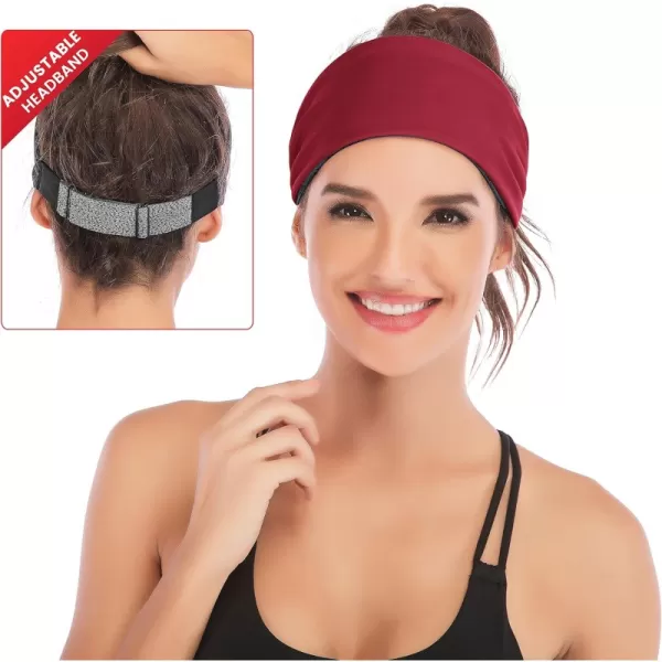 IUGA Adjustable Headbands for Women Non Slip Stretchy Workout Sweatbands for Sports Yoga Fitness Running Hairbands Bike Helmet Friendly Fits All Women &amp; Men