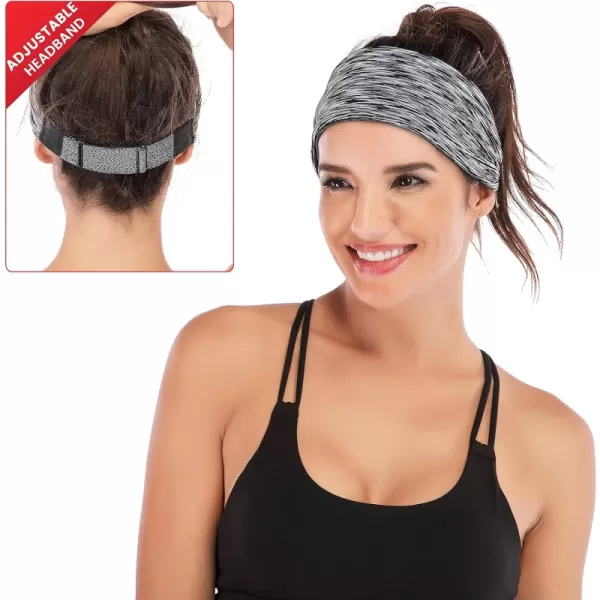 IUGA Adjustable Headbands for Women Non Slip Stretchy Workout Sweatbands for Sports Yoga Fitness Running Hairbands Bike Helmet Friendly Fits All Women &amp; Men