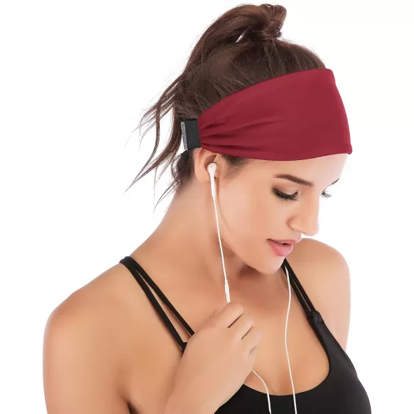 IUGA Adjustable Headbands for Women Non Slip Stretchy Workout Sweatbands for Sports Yoga Fitness Running Hairbands Bike Helmet Friendly Fits All Women &amp; Men