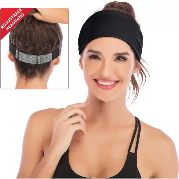 IUGA Adjustable Headbands for Women Non Slip Stretchy Workout Sweatbands for Sports Yoga Fitness Running Hairbands Bike Helmet Friendly Fits All Women &amp; Men
