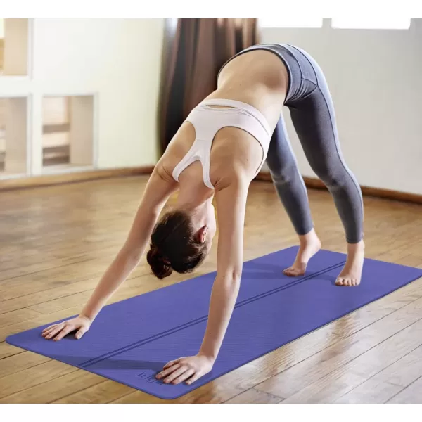 IUGA Eco Friendly Yoga Mat with Alignment Lines, Free Carry Strap, Non Slip TPE Yoga Mat for All Types of Yoga, Extra Large Exercise and Fitness Mat Size 72”X26”X1/4"