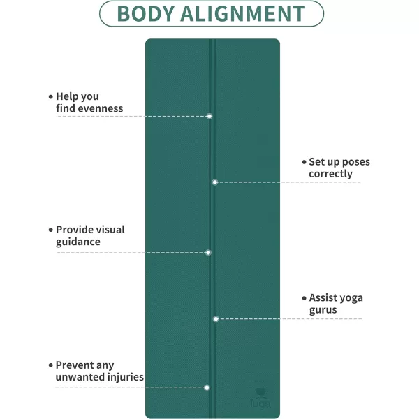 IUGA Eco Friendly Yoga Mat with Alignment Lines, Free Carry Strap, Non Slip TPE Yoga Mat for All Types of Yoga, Extra Large Exercise and Fitness Mat Size 72”X26”X1/4"