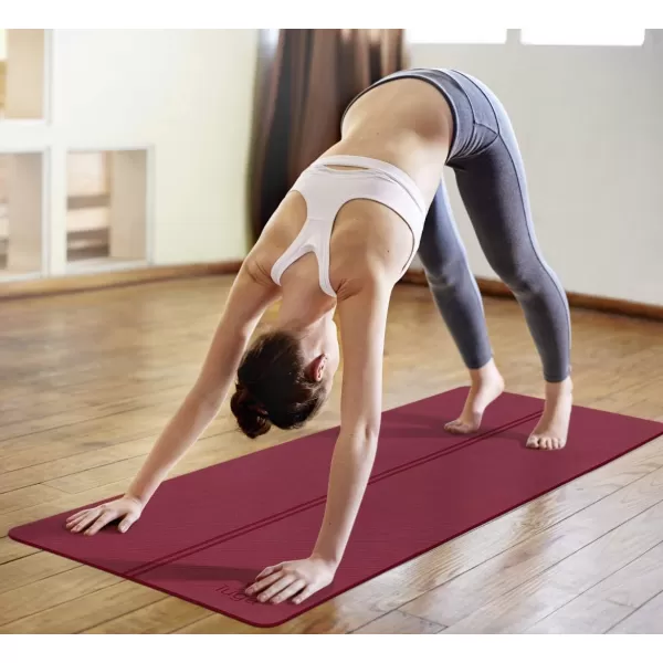IUGA Eco Friendly Yoga Mat with Alignment Lines, Free Carry Strap, Non Slip TPE Yoga Mat for All Types of Yoga, Extra Large Exercise and Fitness Mat Size 72”X26”X1/4"