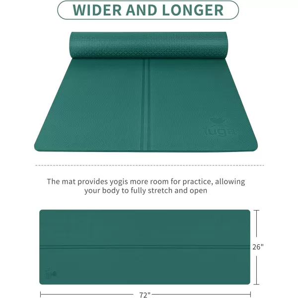 IUGA Eco Friendly Yoga Mat with Alignment Lines, Free Carry Strap, Non Slip TPE Yoga Mat for All Types of Yoga, Extra Large Exercise and Fitness Mat Size 72”X26”X1/4"