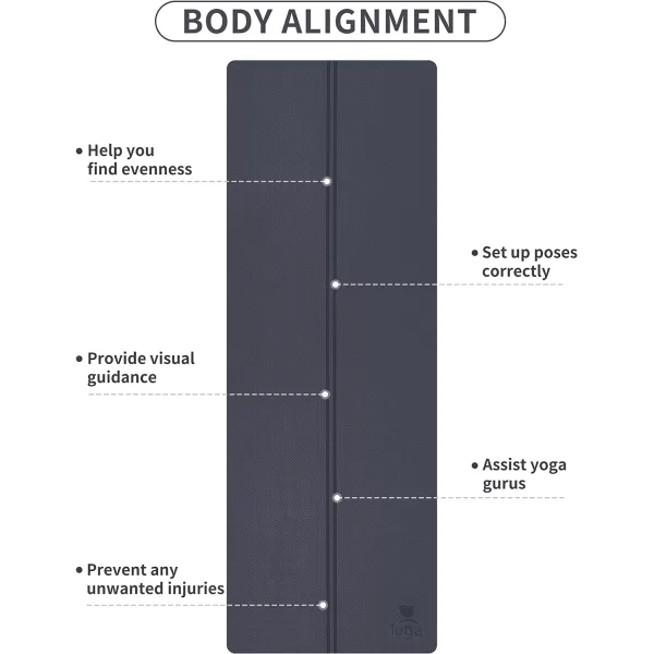 IUGA Eco Friendly Yoga Mat with Alignment Lines, Free Carry Strap, Non Slip TPE Yoga Mat for All Types of Yoga, Extra Large Exercise and Fitness Mat Size 72”X26”X1/4"