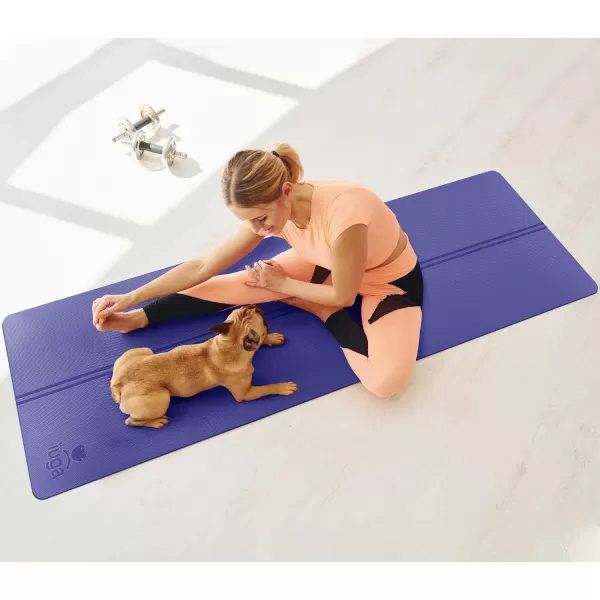 IUGA Eco Friendly Yoga Mat with Alignment Lines, Free Carry Strap, Non Slip TPE Yoga Mat for All Types of Yoga, Extra Large Exercise and Fitness Mat Size 72”X26”X1/4"