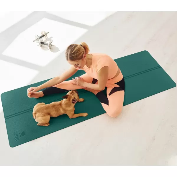 IUGA Eco Friendly Yoga Mat with Alignment Lines, Free Carry Strap, Non Slip TPE Yoga Mat for All Types of Yoga, Extra Large Exercise and Fitness Mat Size 72”X26”X1/4"