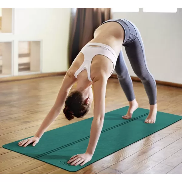 IUGA Eco Friendly Yoga Mat with Alignment Lines, Free Carry Strap, Non Slip TPE Yoga Mat for All Types of Yoga, Extra Large Exercise and Fitness Mat Size 72”X26”X1/4"