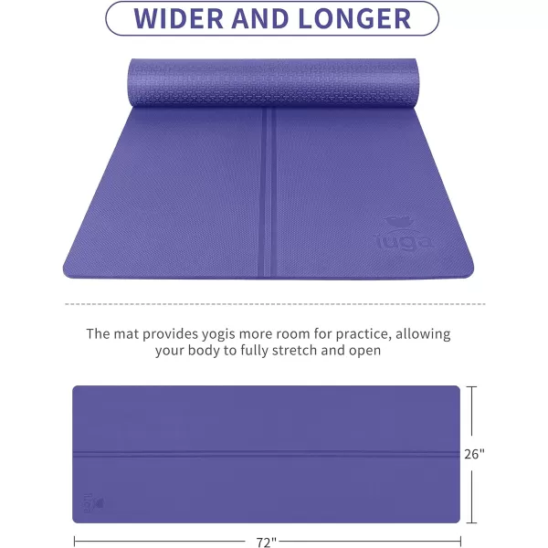 IUGA Eco Friendly Yoga Mat with Alignment Lines, Free Carry Strap, Non Slip TPE Yoga Mat for All Types of Yoga, Extra Large Exercise and Fitness Mat Size 72”X26”X1/4"