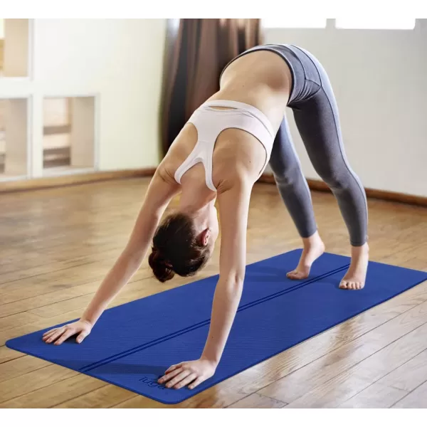 IUGA Eco Friendly Yoga Mat with Alignment Lines, Free Carry Strap, Non Slip TPE Yoga Mat for All Types of Yoga, Extra Large Exercise and Fitness Mat Size 72”X26”X1/4"