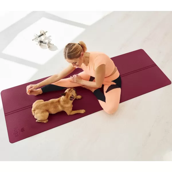 IUGA Eco Friendly Yoga Mat with Alignment Lines, Free Carry Strap, Non Slip TPE Yoga Mat for All Types of Yoga, Extra Large Exercise and Fitness Mat Size 72”X26”X1/4"